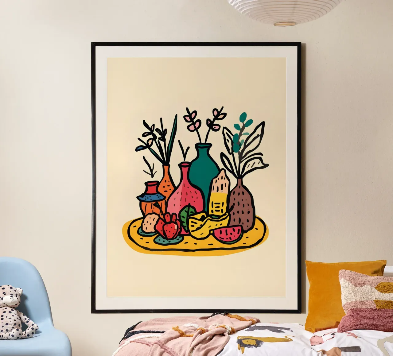 Caratteristiche del disegno piatto poster con telaio in legno da The Green Room