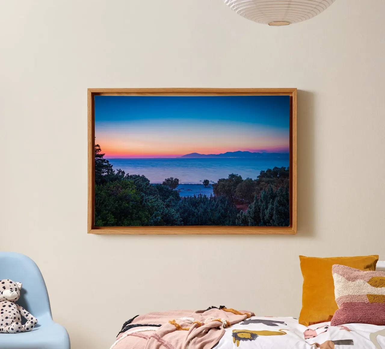 Sonnenuntergang am Mittelmeer Leinwand mit Schattenfugenrahmen von Marcus Beckert | Fotografie