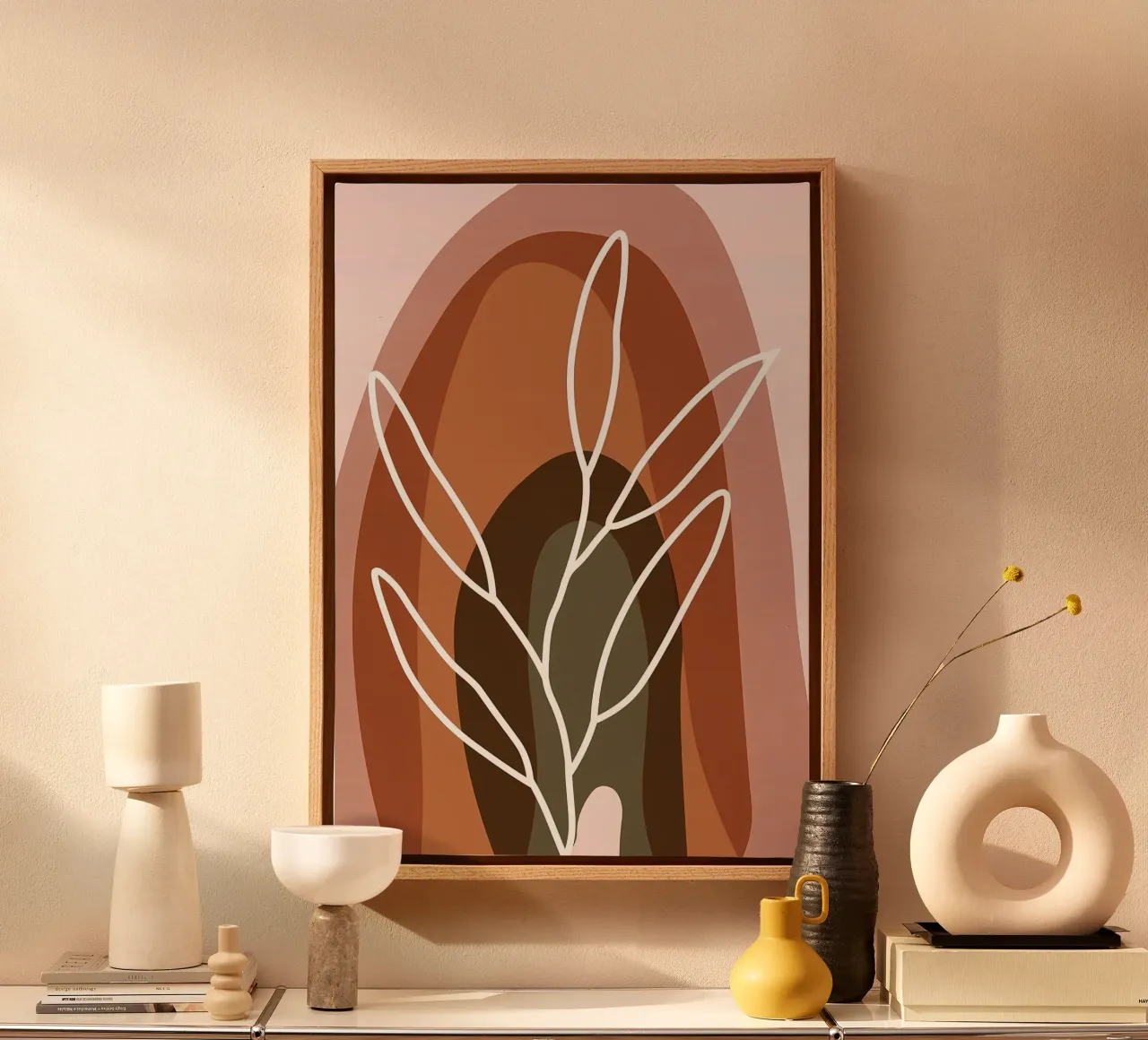 Abstracte bloemsierkunst canvas met Baklijst van Jose
