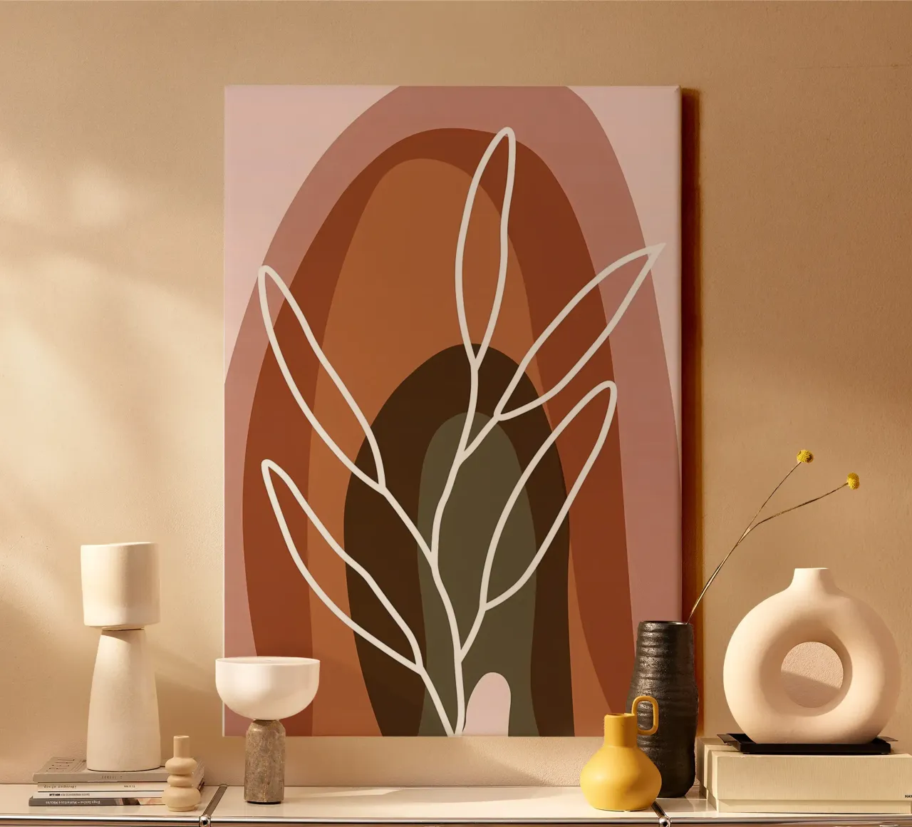 Abstracte bloemsierkunst canvas met Baklijst van Jose