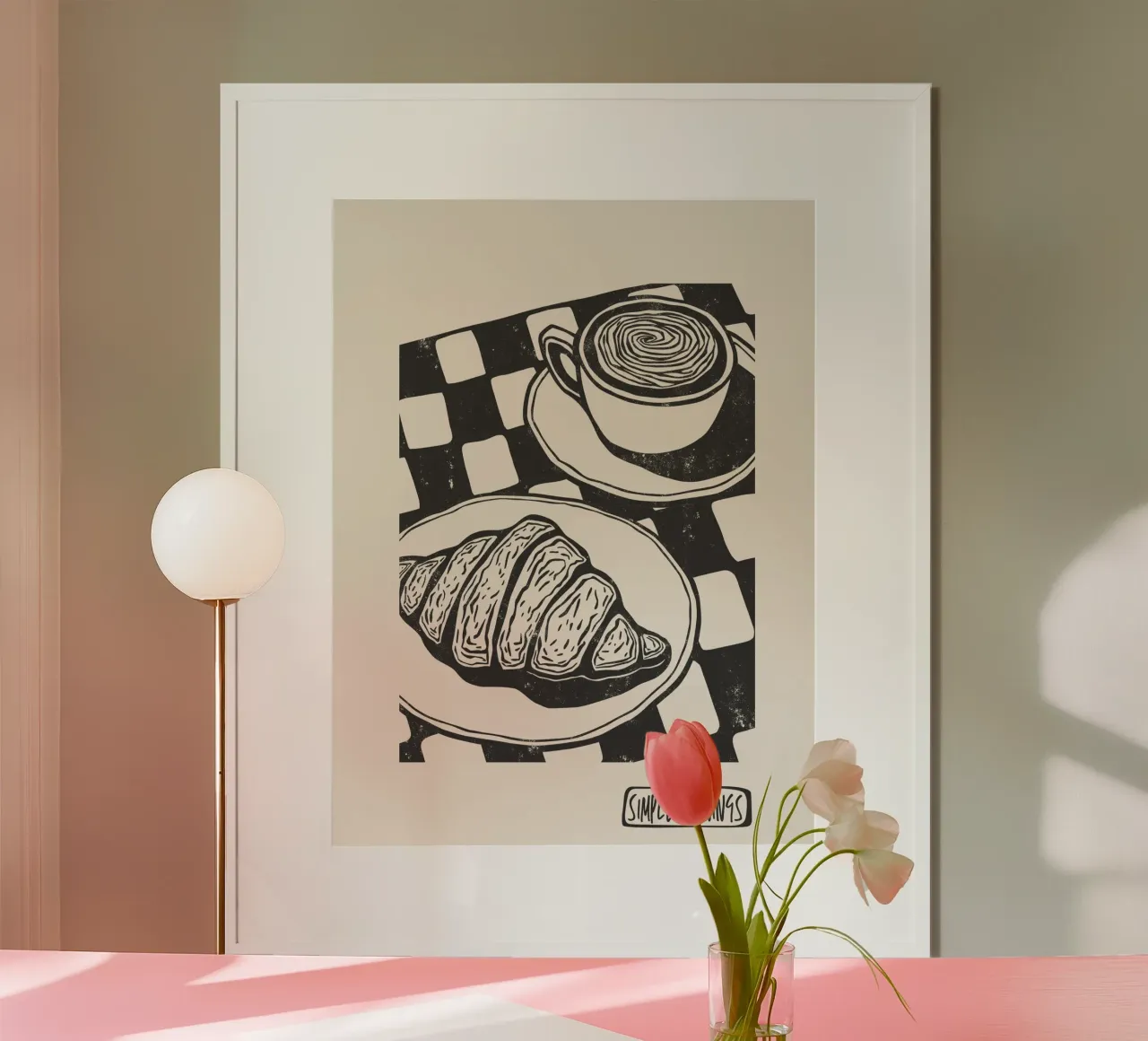 Simple Mornings poster con telaio in legno da Indigo Rain