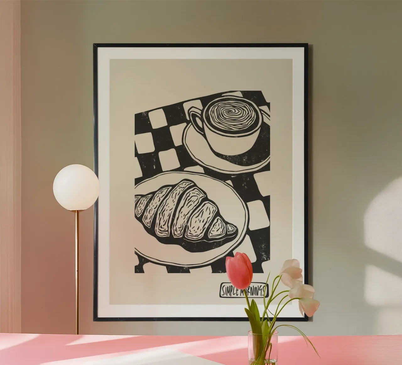 Simple Mornings poster con telaio in legno da Indigo Rain