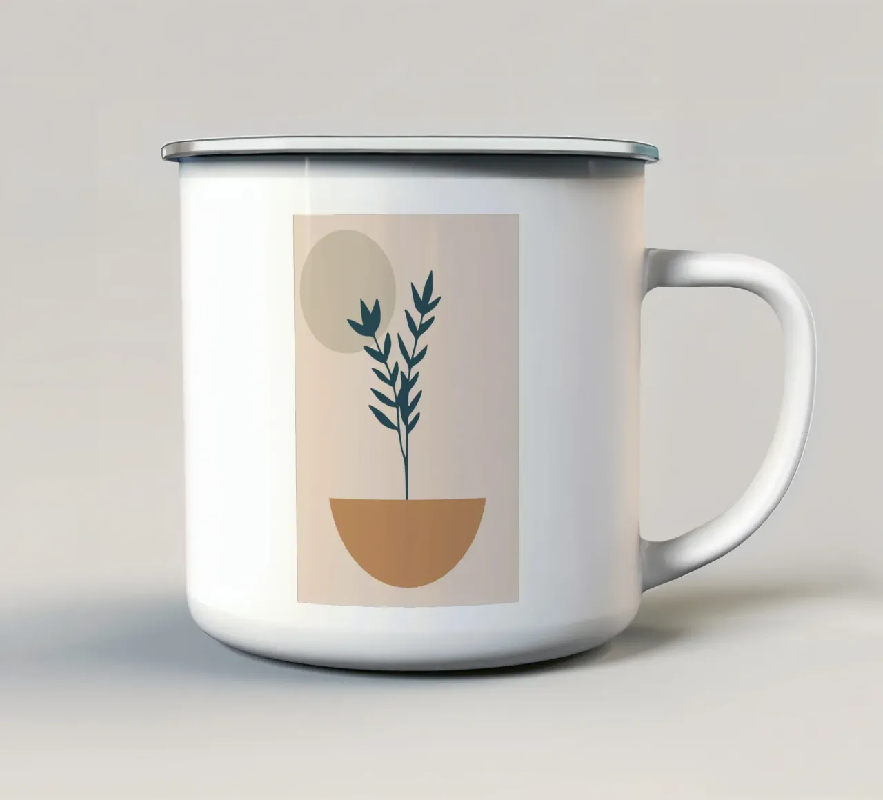 abstract silhouette of branch with leaves tazza in smalto da vintageshop
