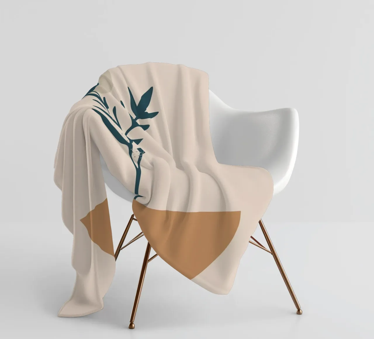 abstract silhouette of branch with leaves coperta in pile da vintageshop