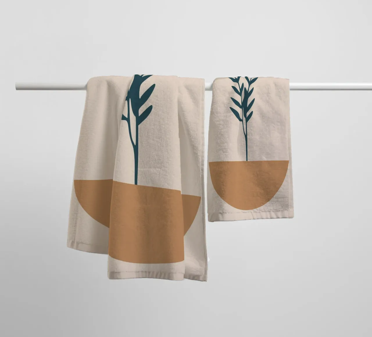 abstract silhouette of branch with leaves asciugamano da bagno da vintageshop