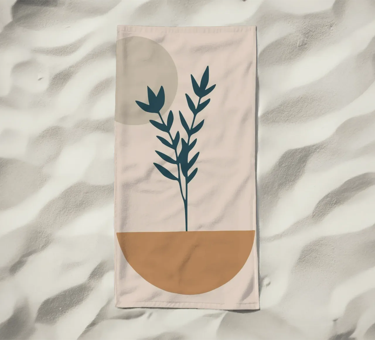 abstract silhouette of branch with leaves telo mare da vintageshop