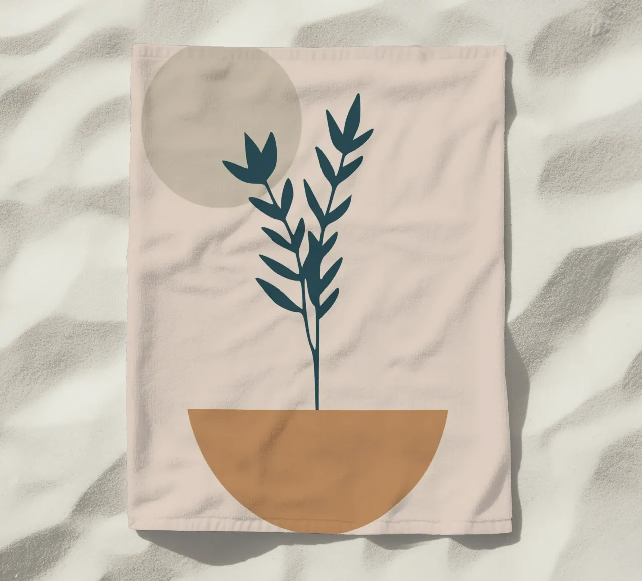 abstract silhouette of branch with leaves telo mare da vintageshop
