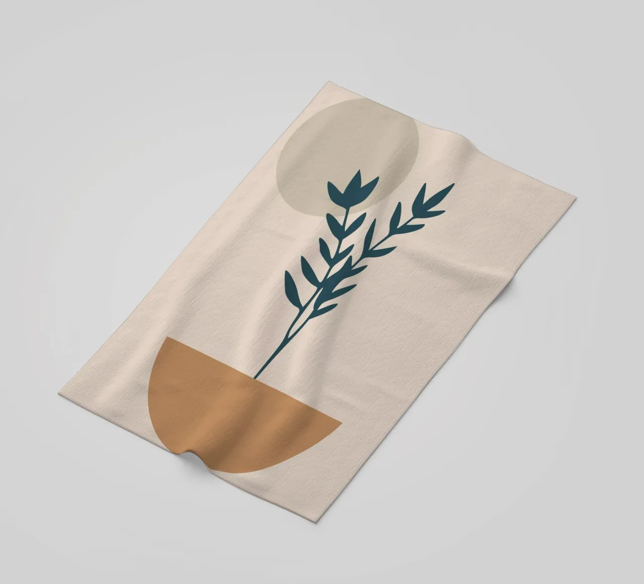 abstract silhouette of branch with leaves telo mare da vintageshop