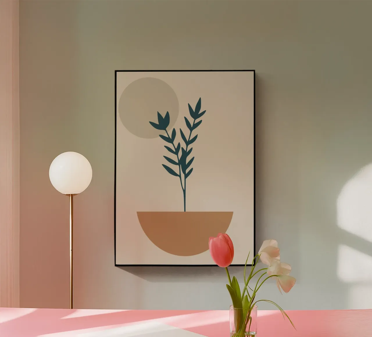 abstract silhouette of branch with leaves plexiglass da vintageshop