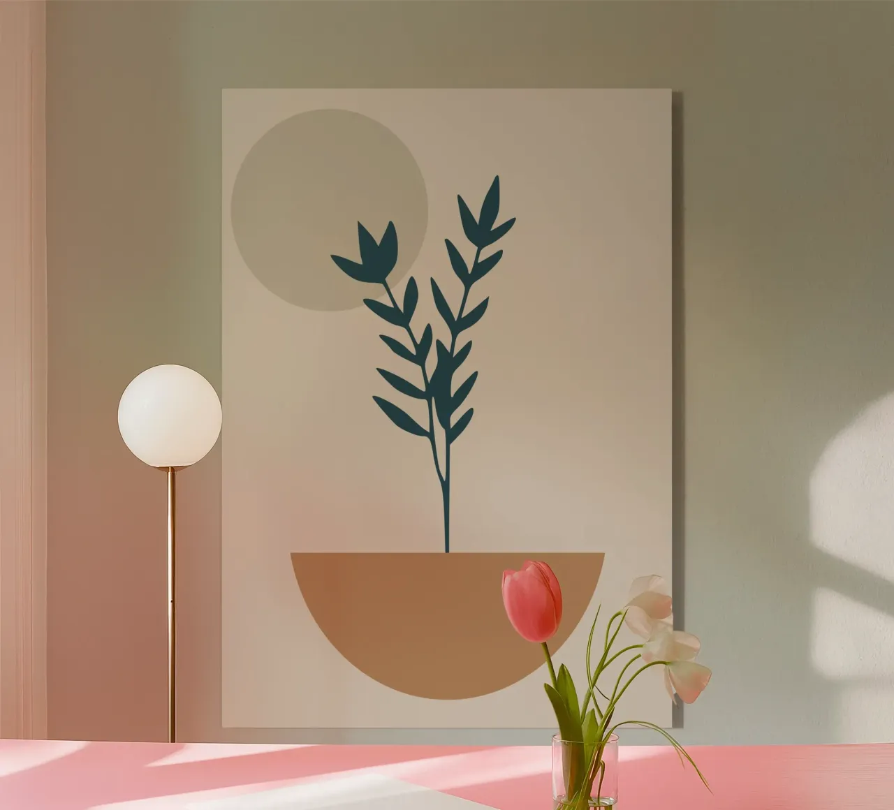abstract silhouette of branch with leaves plexiglass da vintageshop