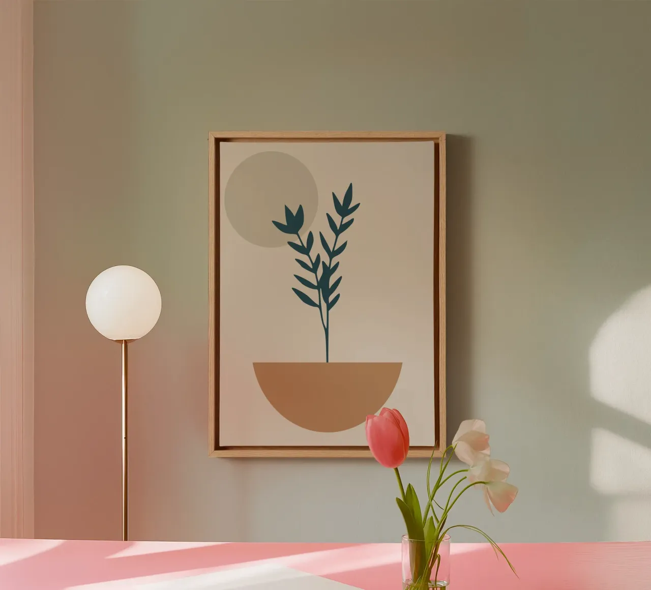 abstract silhouette of branch with leaves tela con Cornice a cassetta da vintageshop