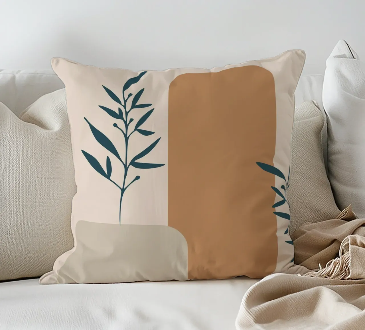 branch with boho leaves cuscino da vintageshop