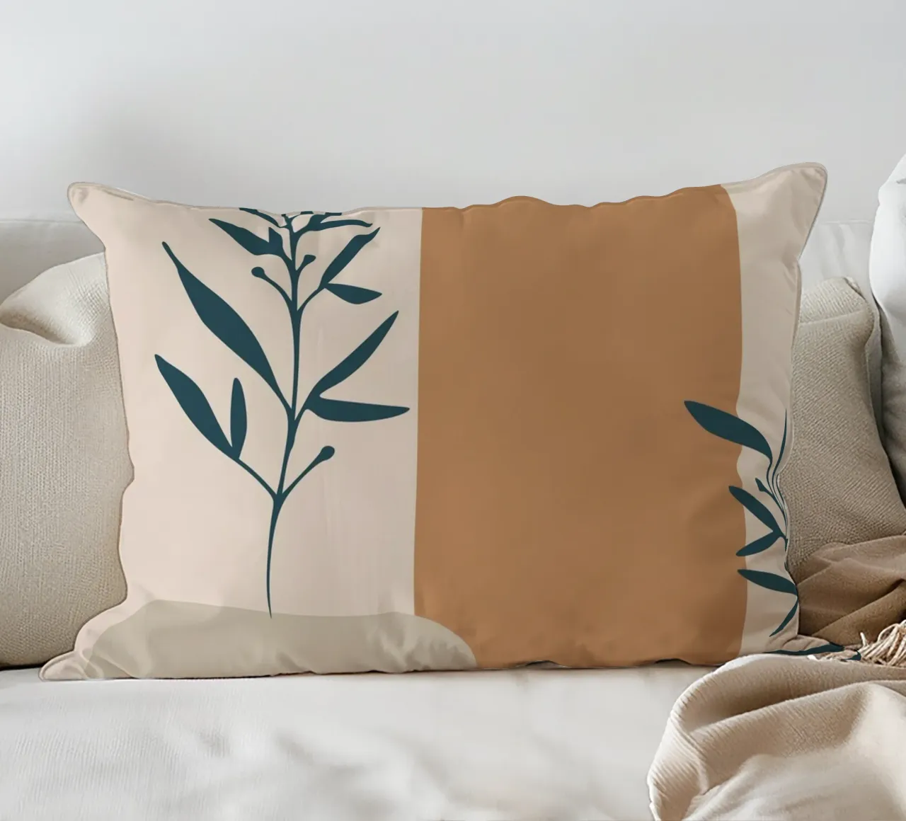 branch with boho leaves cuscino da vintageshop