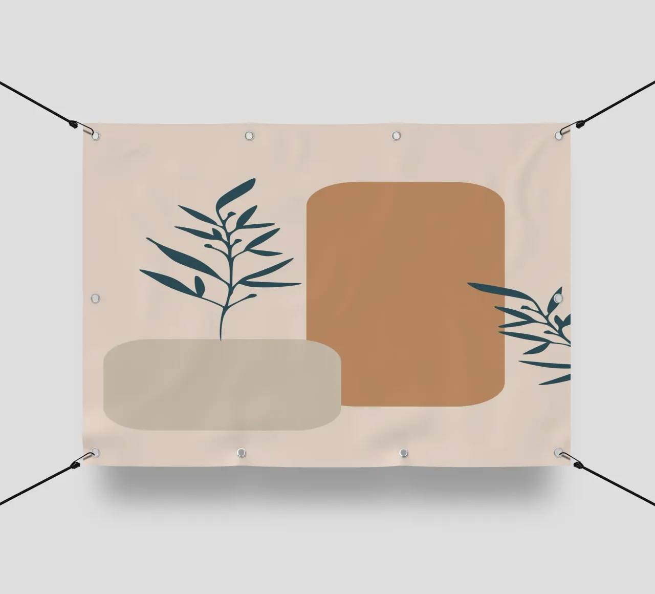 branch with boho leaves telo in pvc da vintageshop