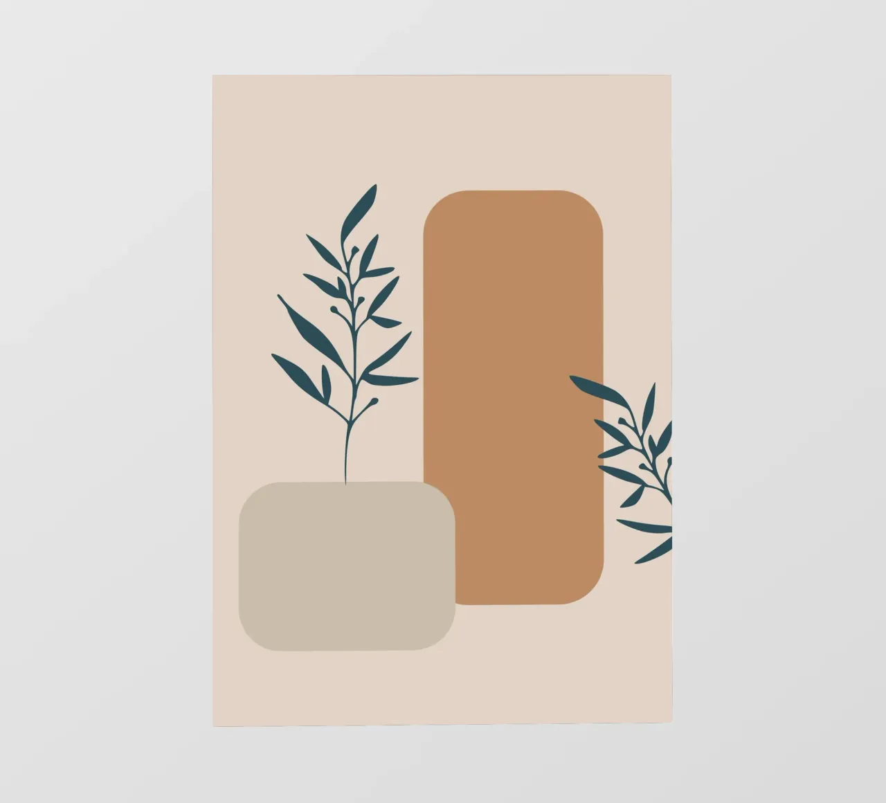 branch with boho leaves telo in pvc da vintageshop