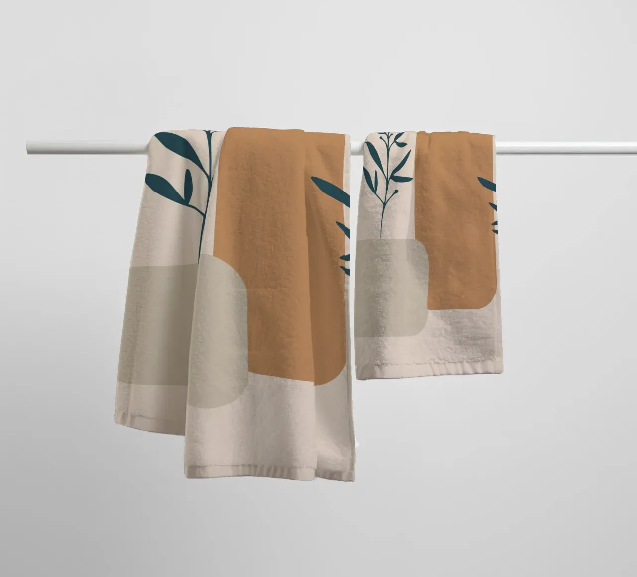 branch with boho leaves asciugamano da bagno da vintageshop
