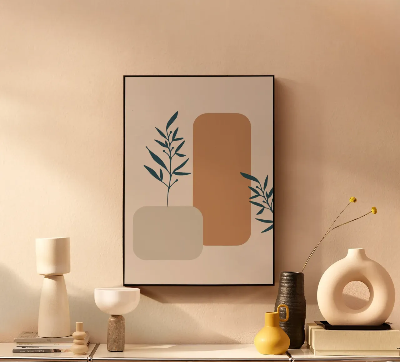 branch with boho leaves alluminio dibond da vintageshop