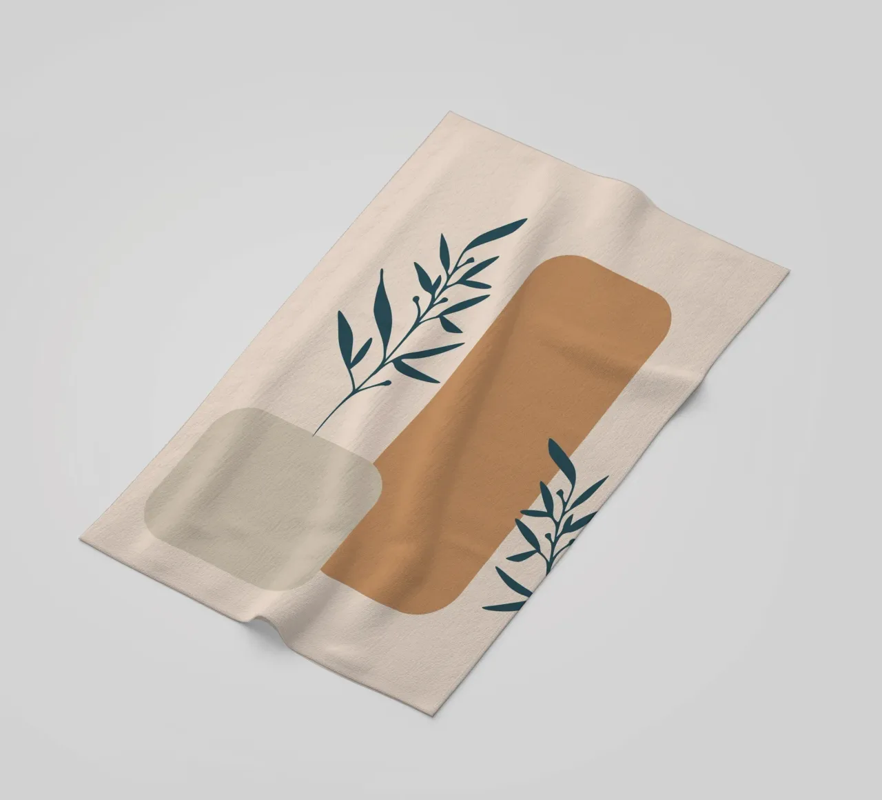 branch with boho leaves telo mare da vintageshop