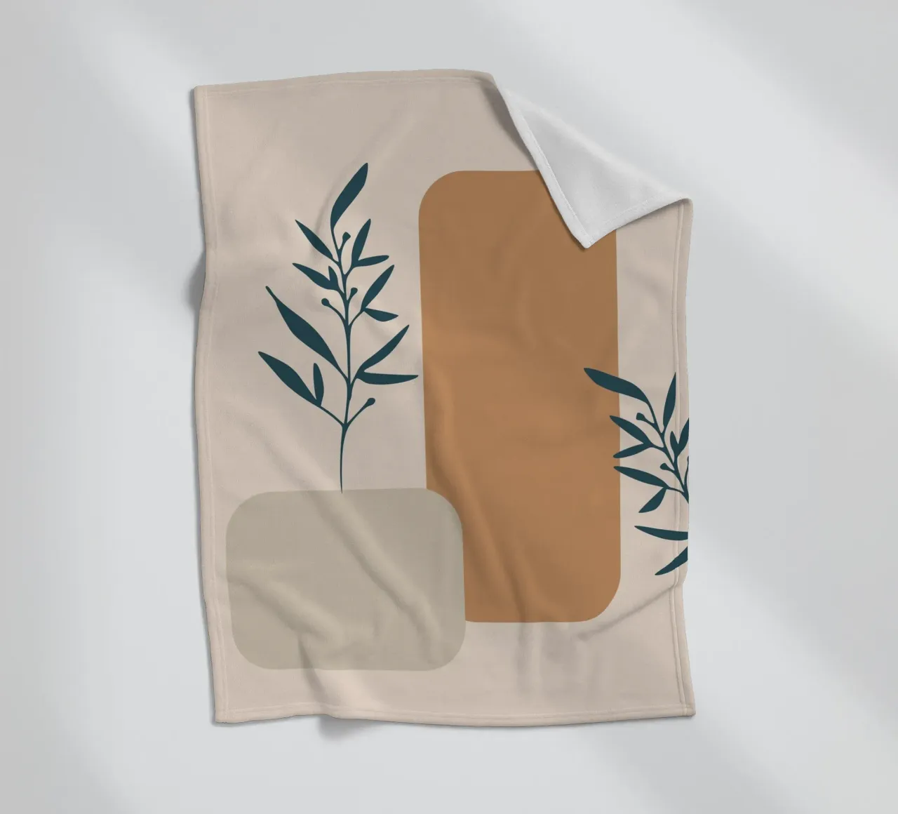 branch with boho leaves coperta in pile da vintageshop