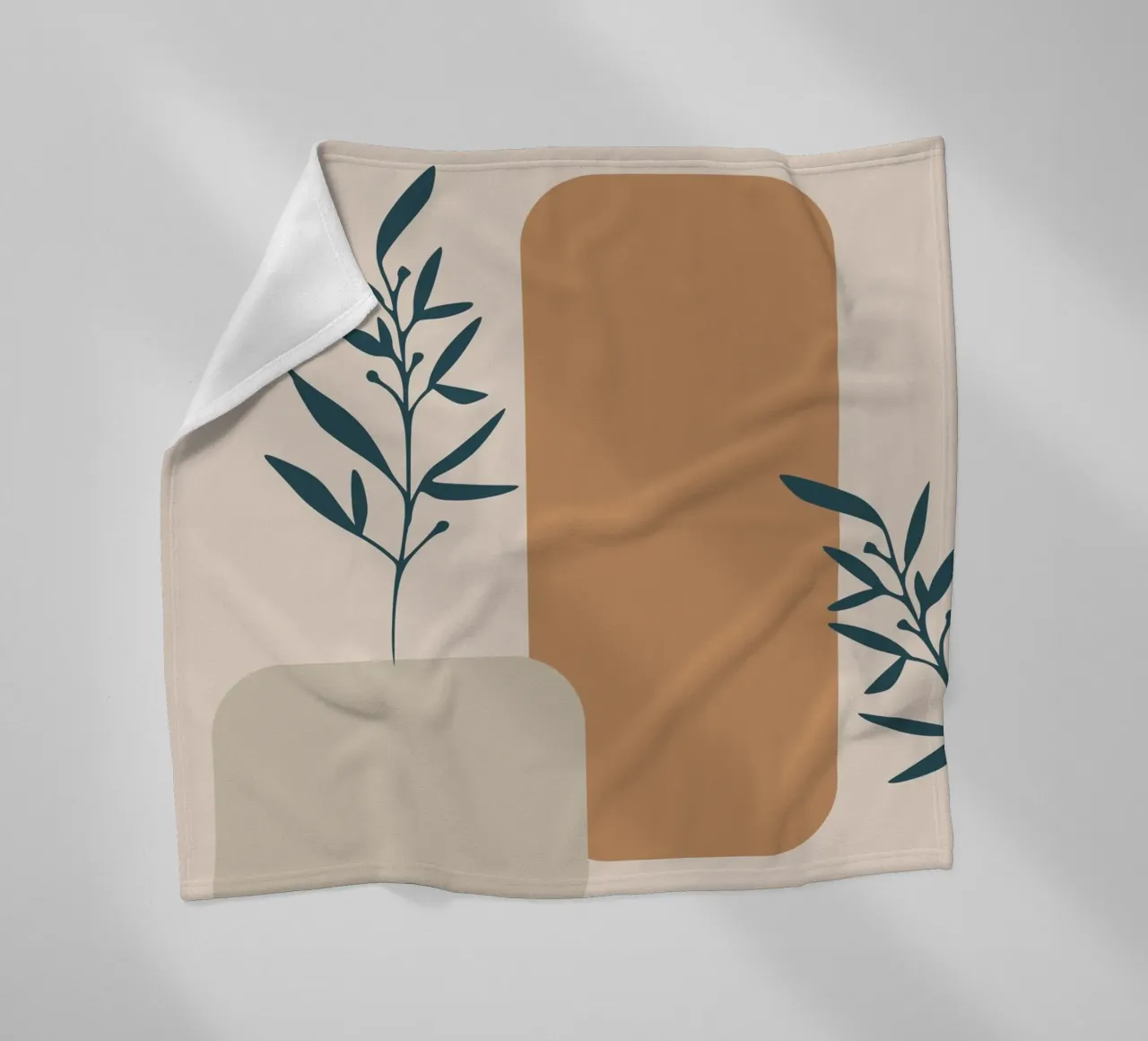 branch with boho leaves coperta in pile da vintageshop