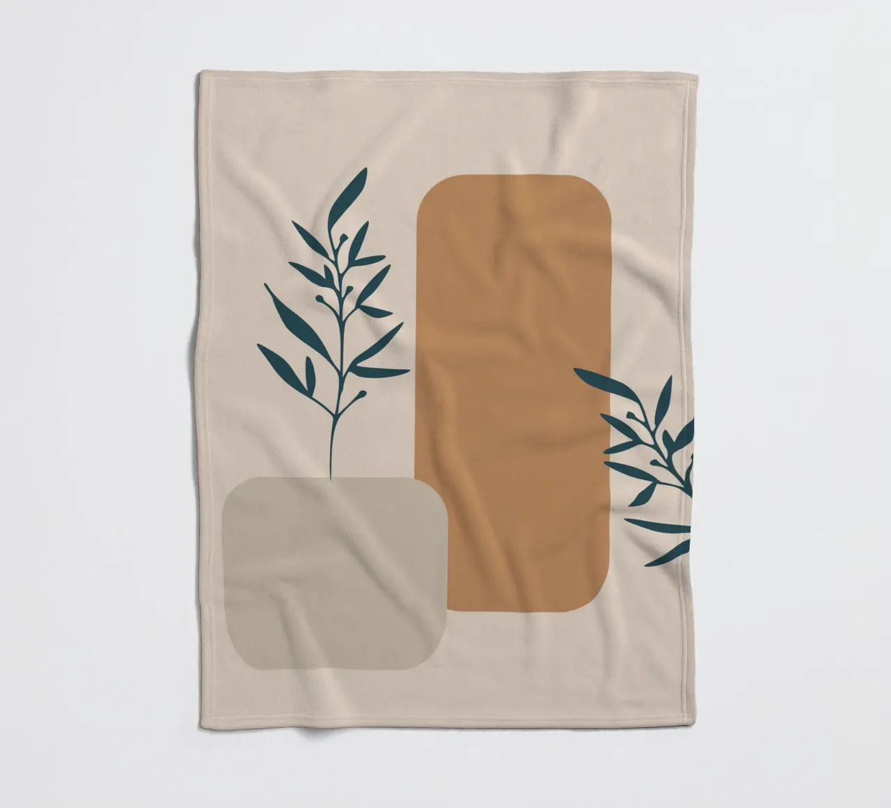branch with boho leaves coperta in pile da vintageshop
