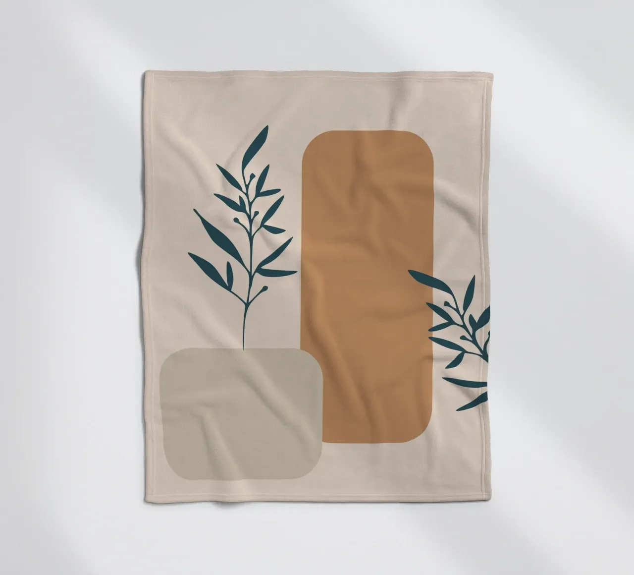 branch with boho leaves coperta in pile da vintageshop