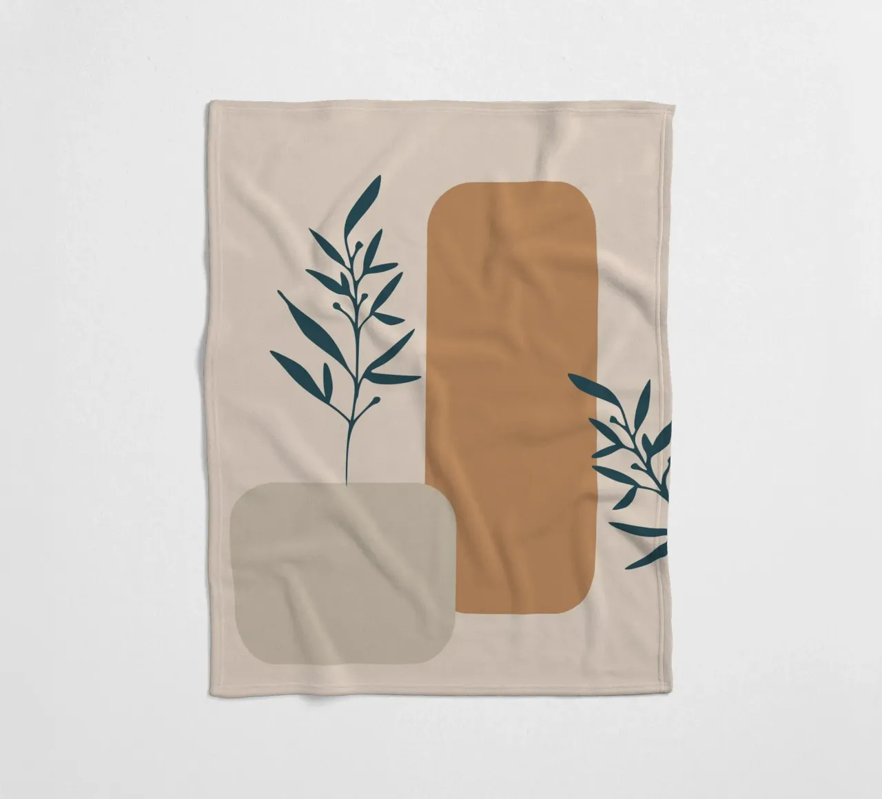 branch with boho leaves coperta in pile da vintageshop