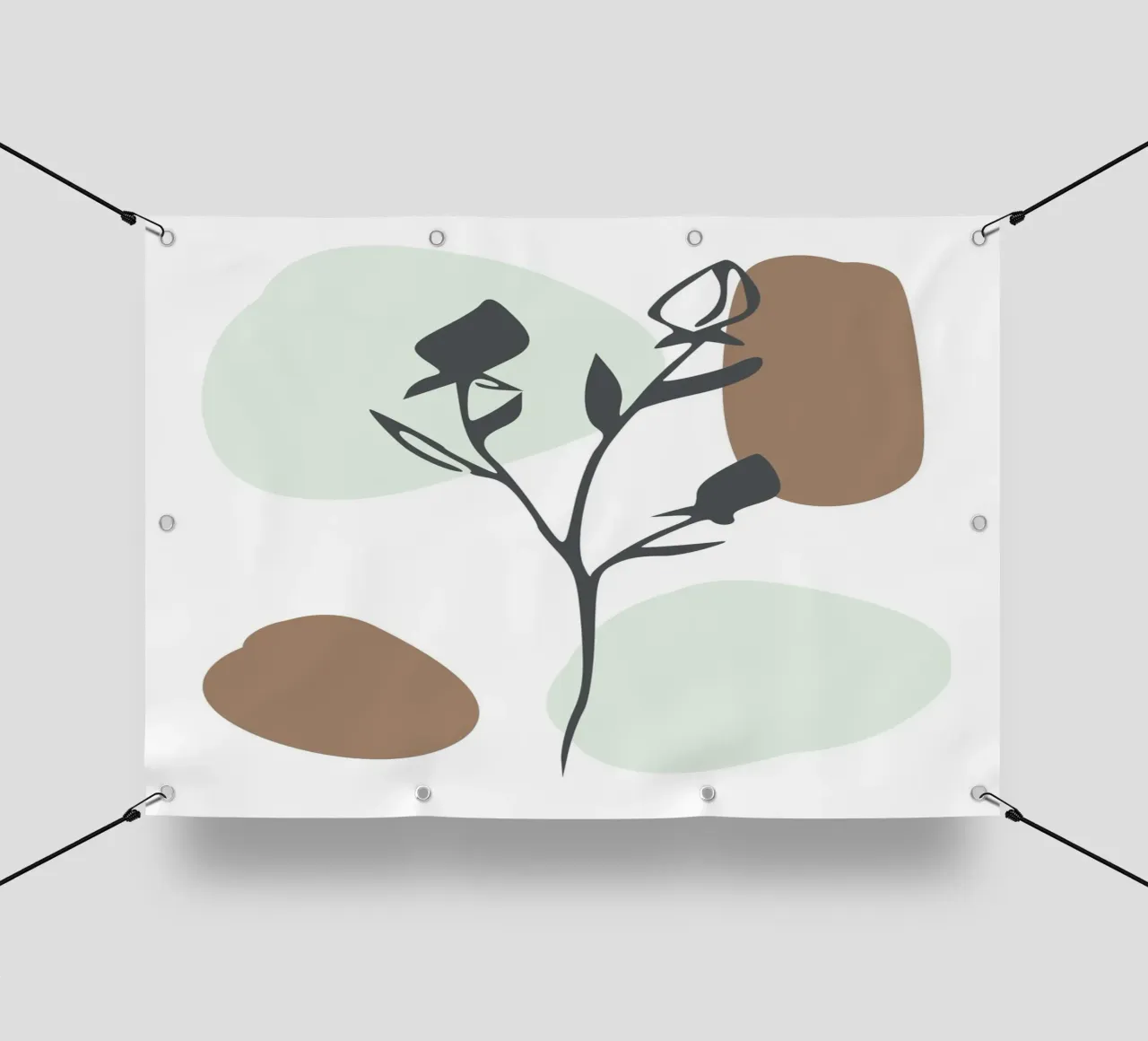 dry branch with leaves telo in pvc da vintageshop