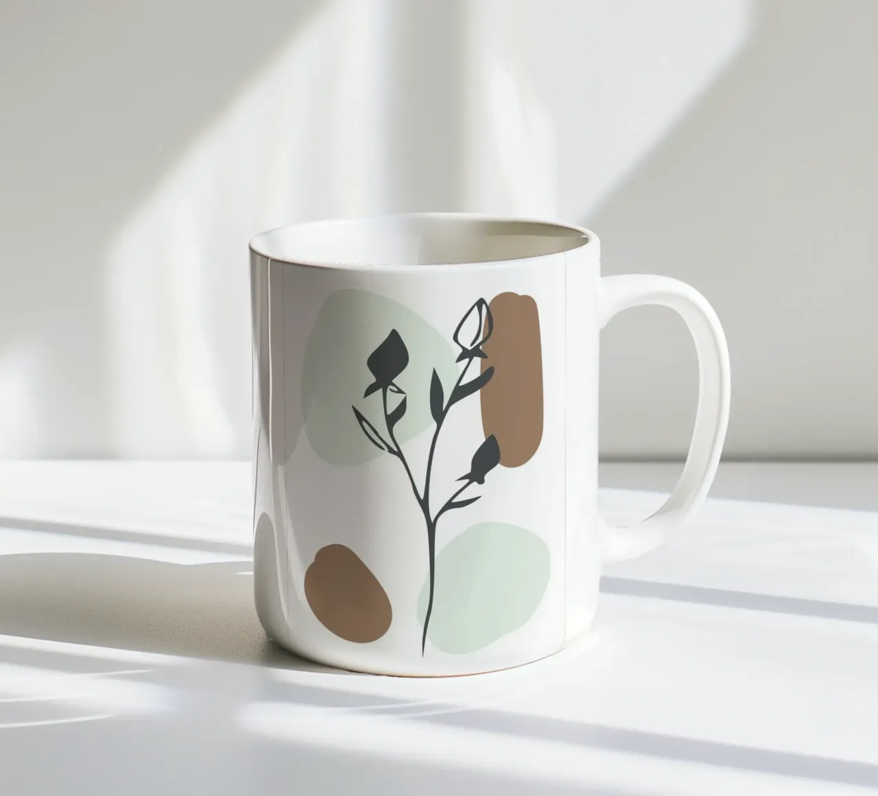dry branch with leaves tazza in ceramica da vintageshop