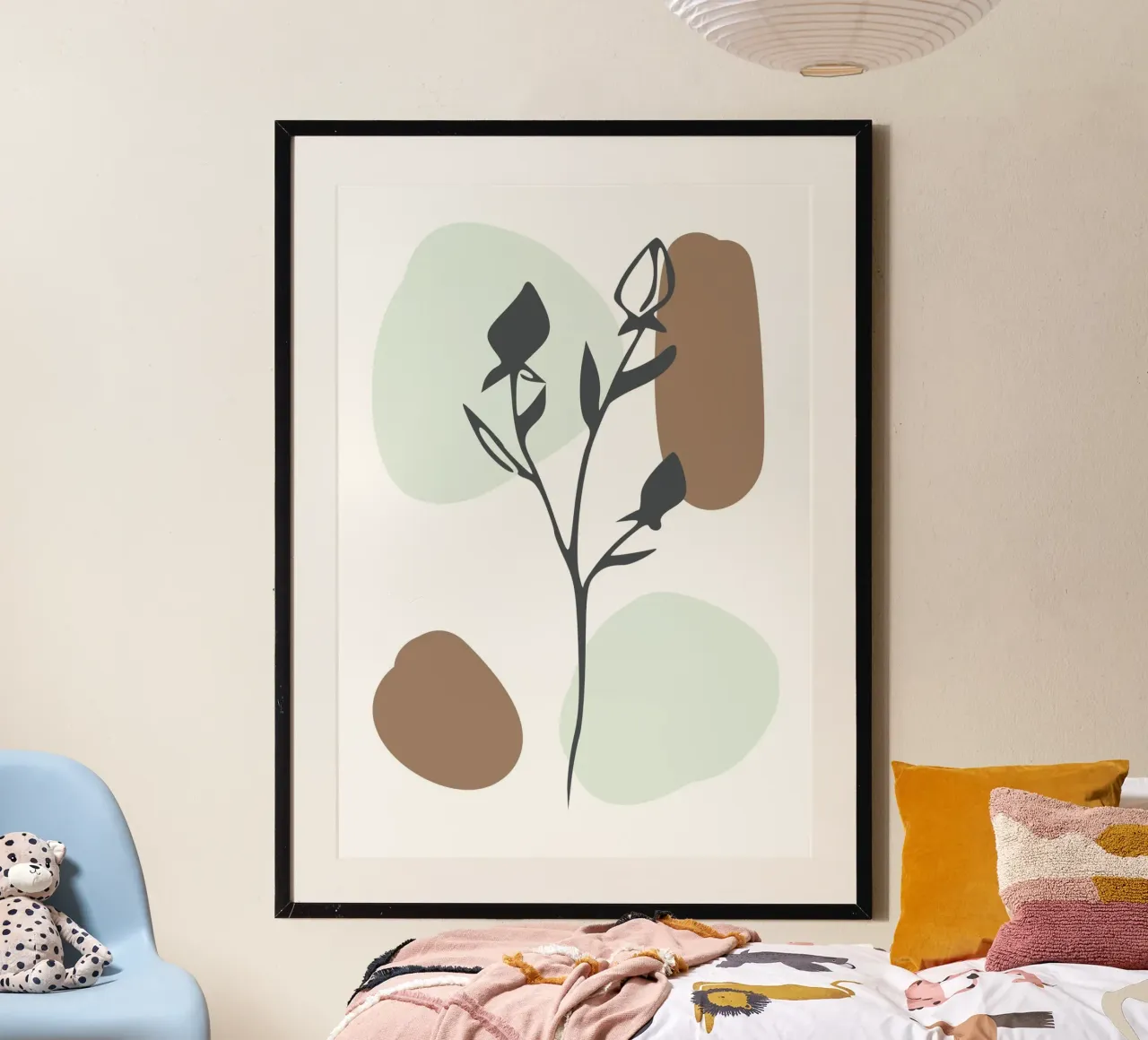 dry branch with leaves poster con telaio in alluminio da vintageshop