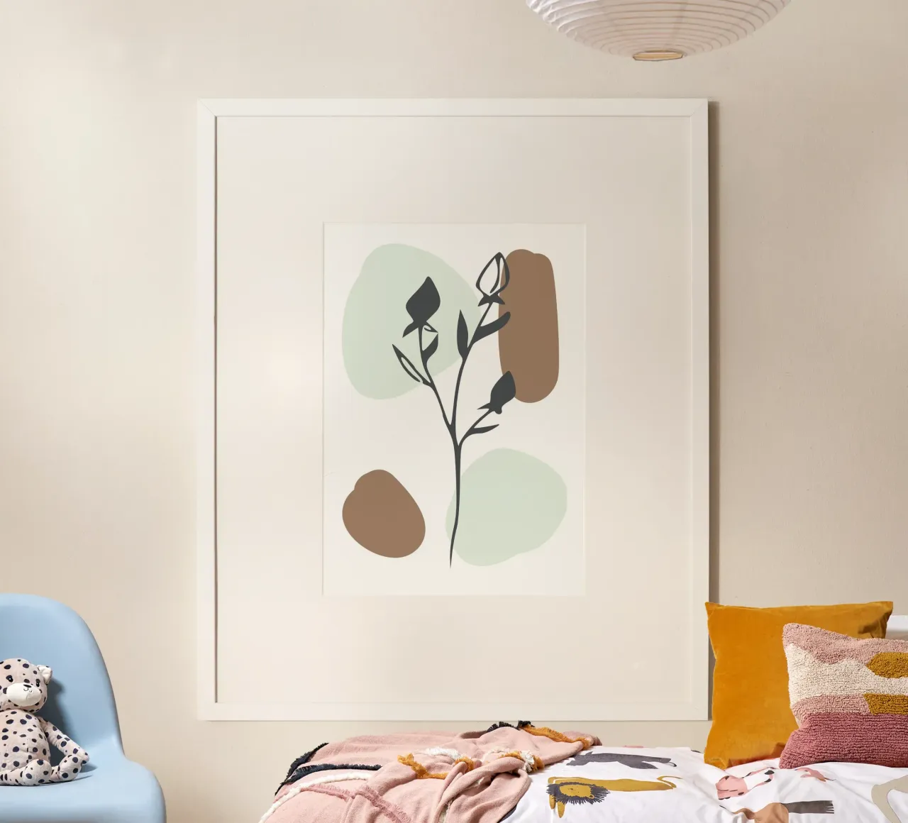 dry branch with leaves poster con telaio in alluminio da vintageshop