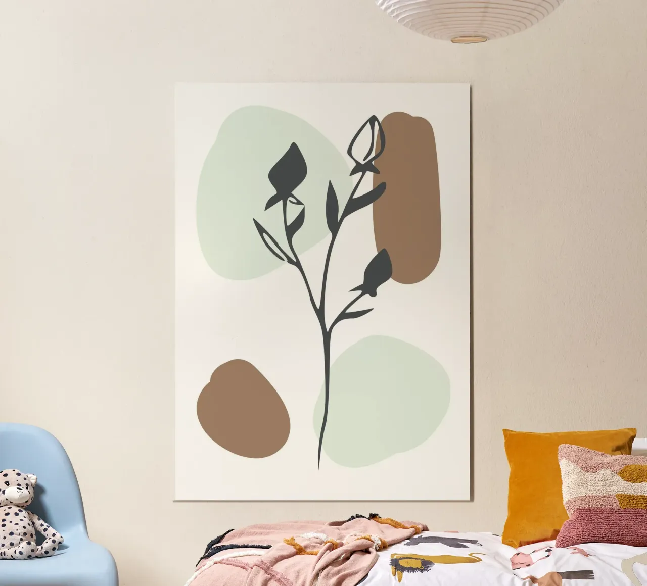 dry branch with leaves poster con telaio in alluminio da vintageshop