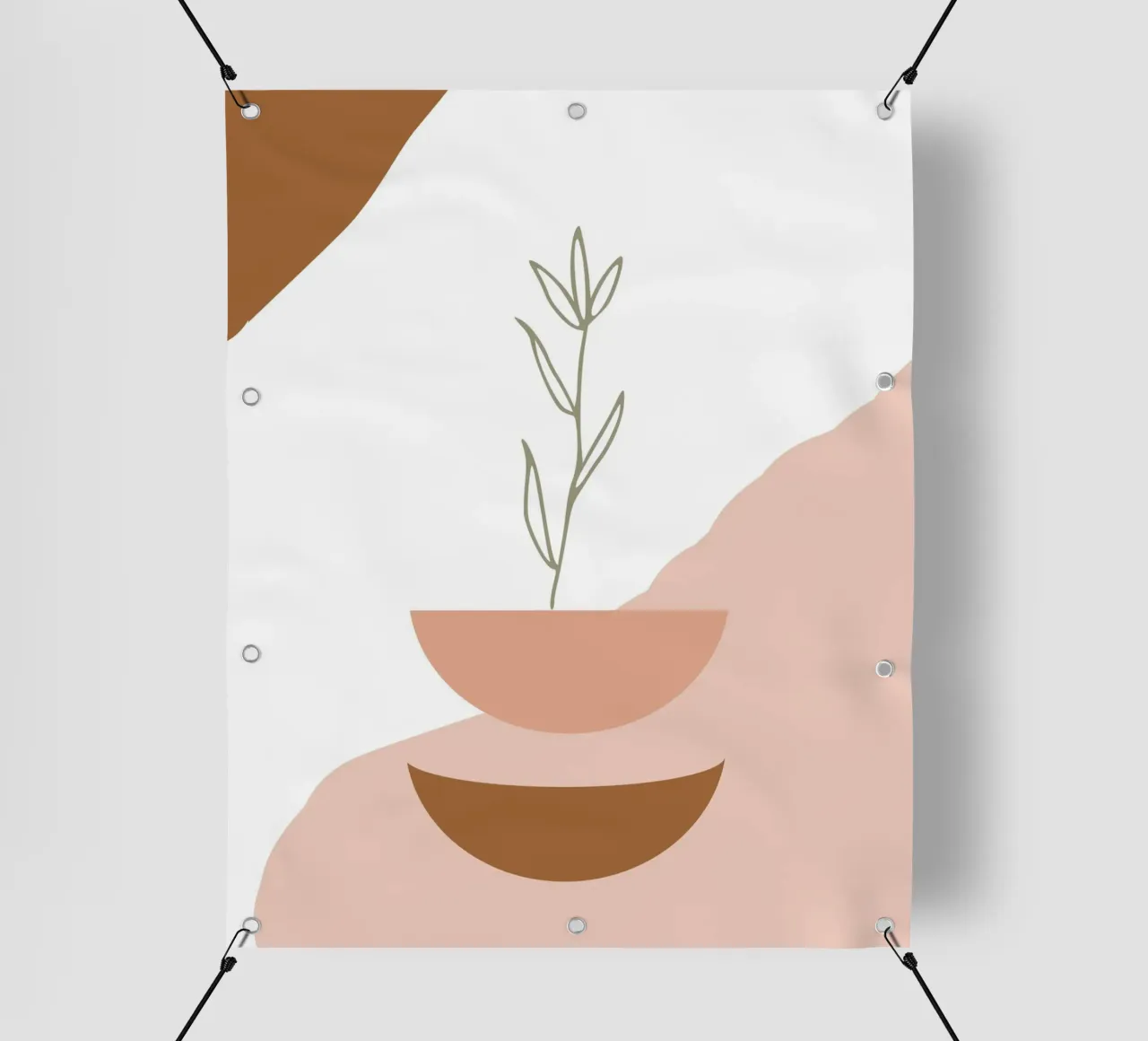 branch with minimalist leaves telo in pvc da vintageshop