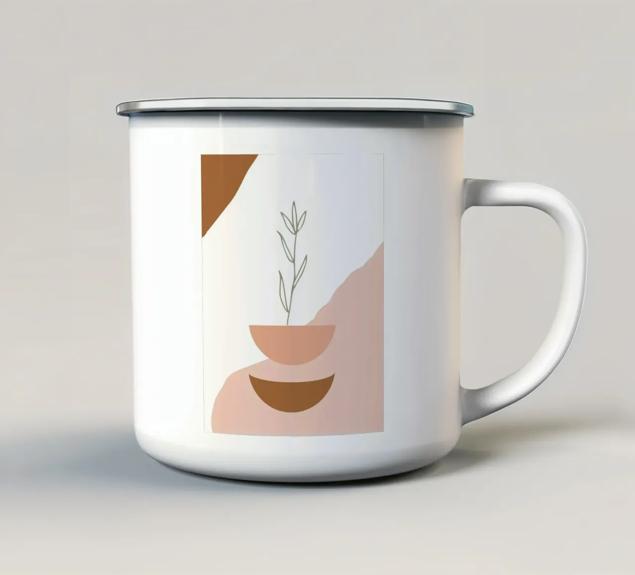branch with minimalist leaves tazza in smalto da vintageshop