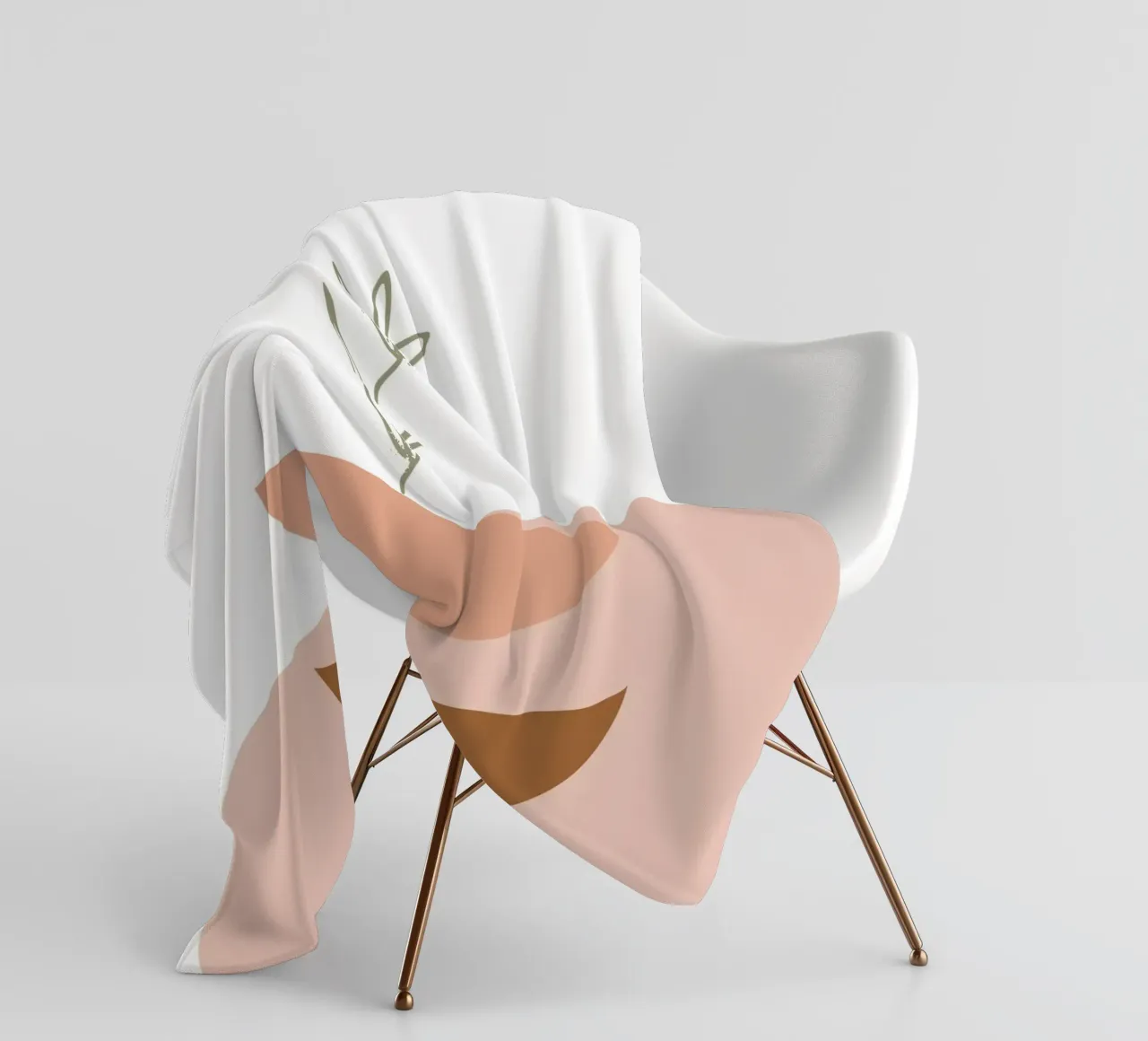 branch with minimalist leaves coperta in pile da vintageshop