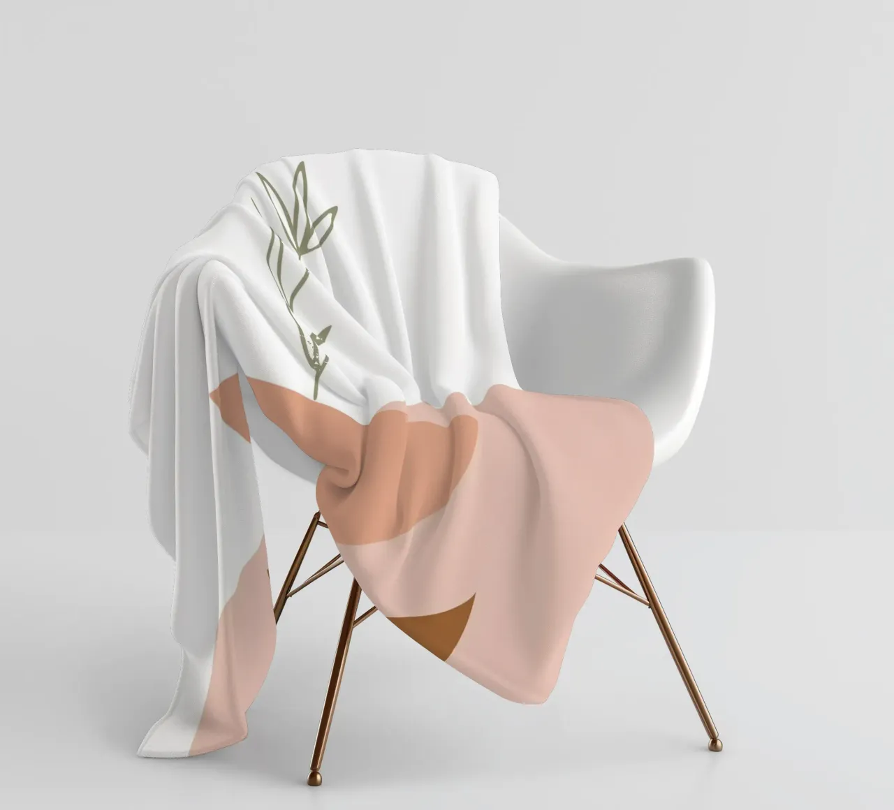 branch with minimalist leaves coperta in pile da vintageshop