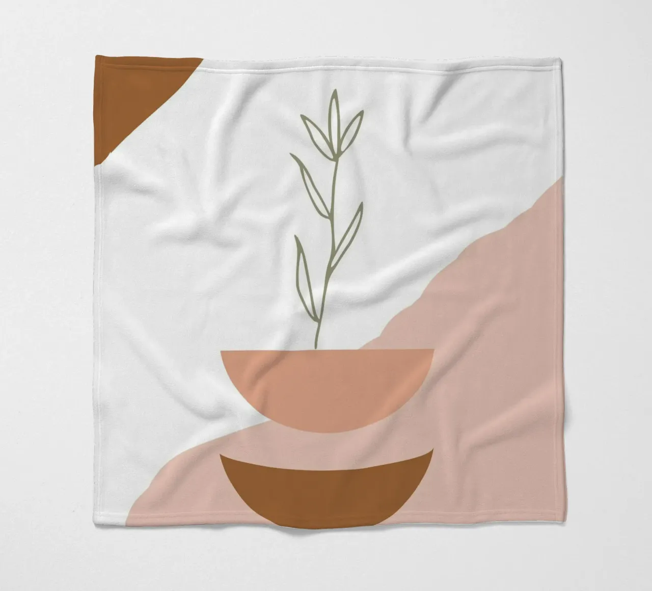 branch with minimalist leaves coperta in pile da vintageshop