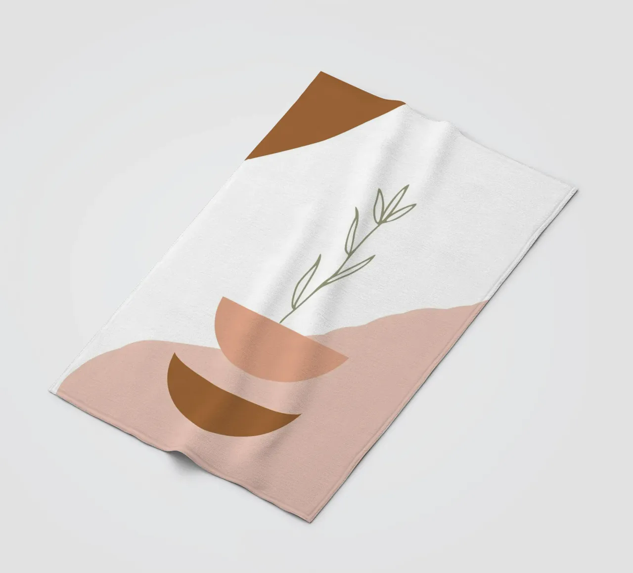 branch with minimalist leaves coperta in pile da vintageshop