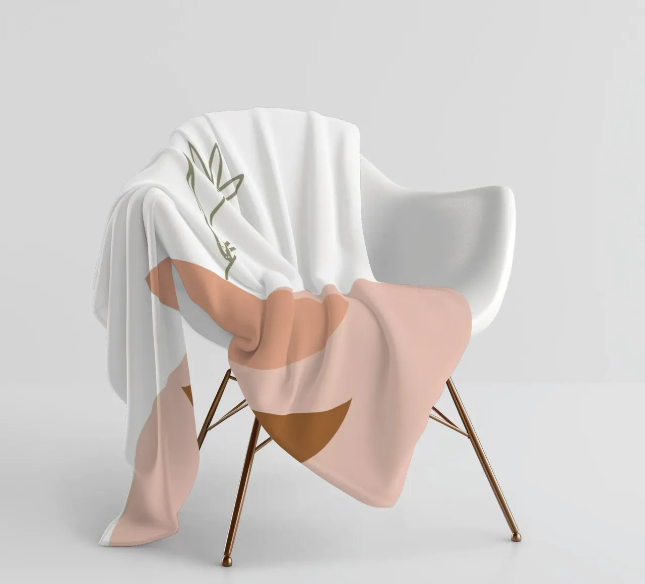 branch with minimalist leaves coperta in pile da vintageshop