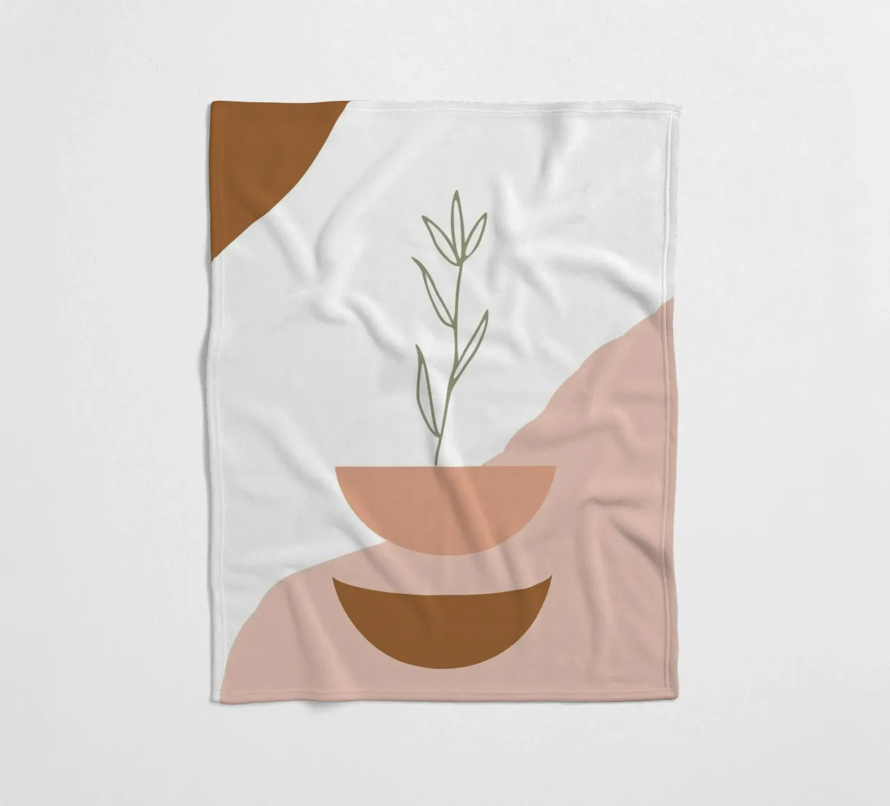 branch with minimalist leaves coperta in pile da vintageshop