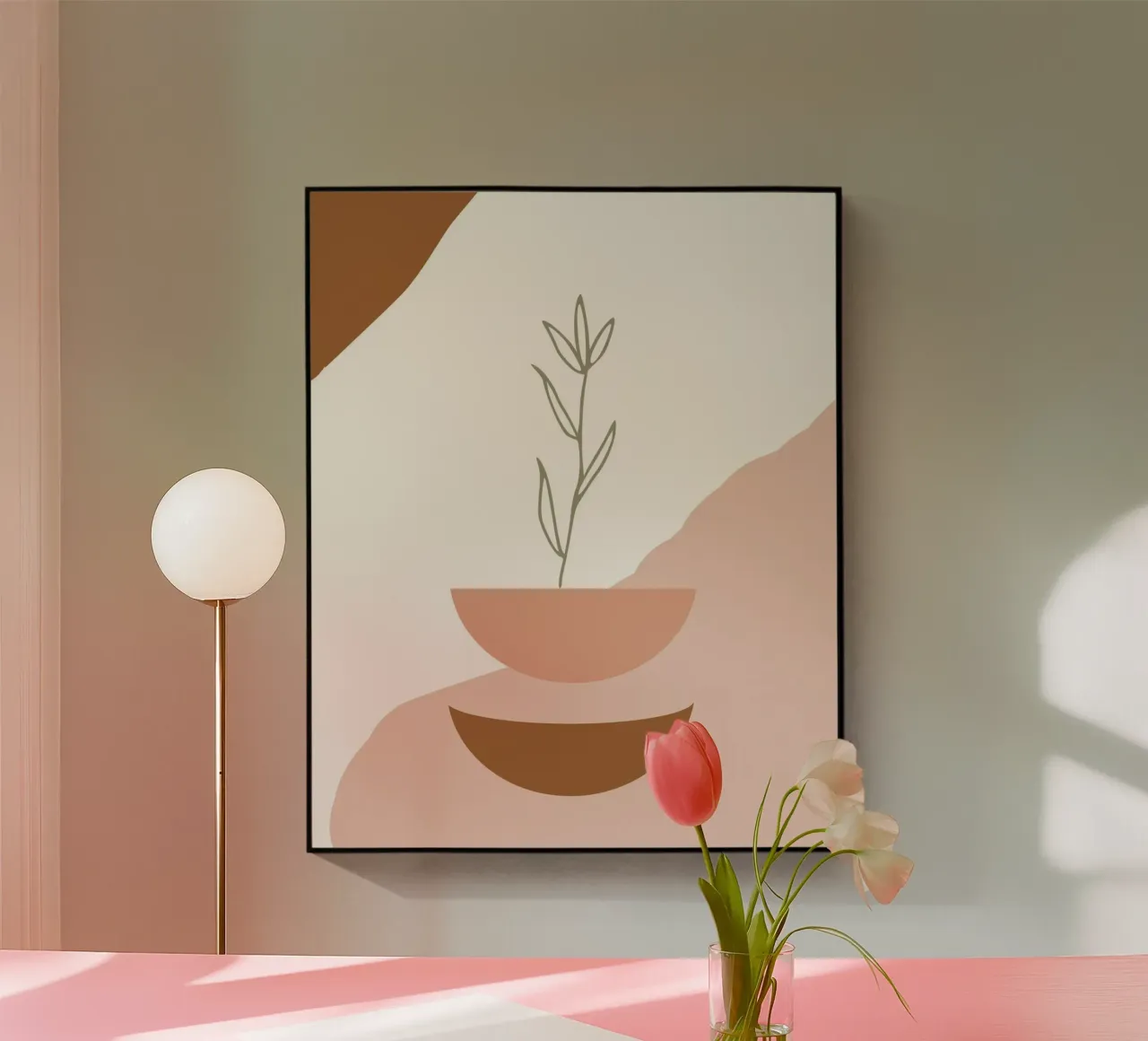 branch with minimalist leaves plexiglass da vintageshop
