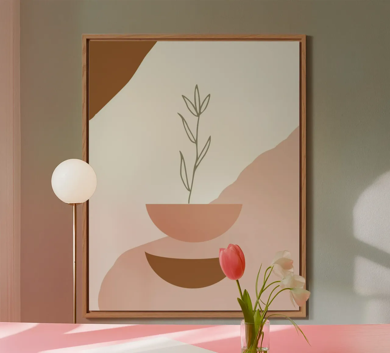 branch with minimalist leaves alluminio dibond da vintageshop