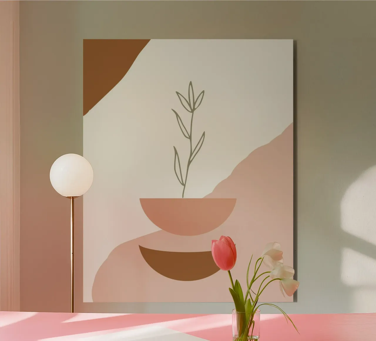 branch with minimalist leaves alluminio dibond da vintageshop