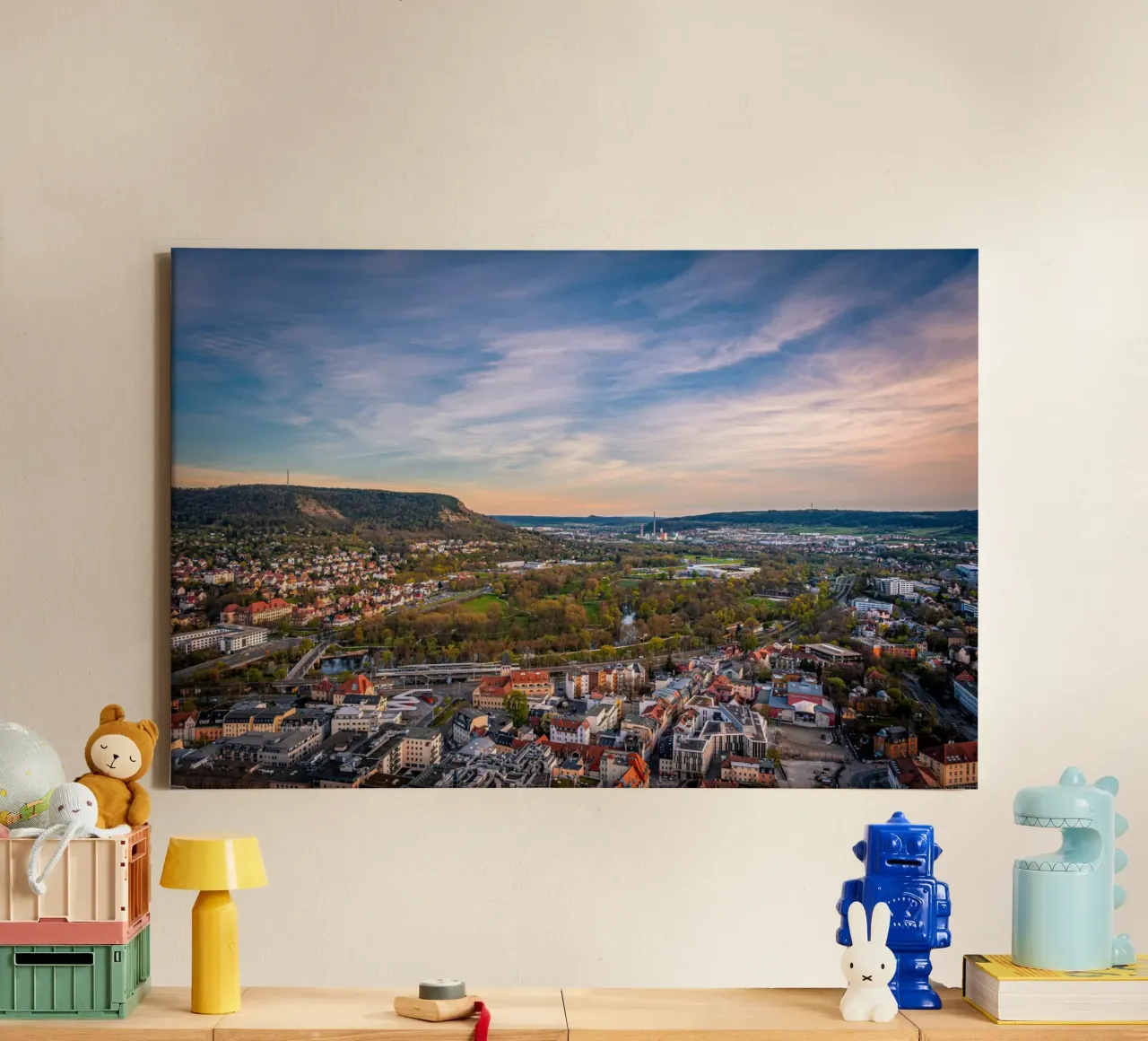 Uitzicht over Jena canvas met Baklijst van Marcus Beckert | Fotografie