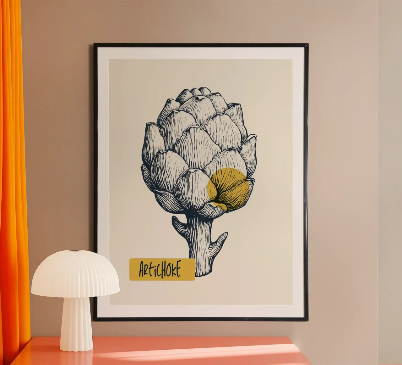 Artichoke poster con telaio in alluminio da Indigo Rain