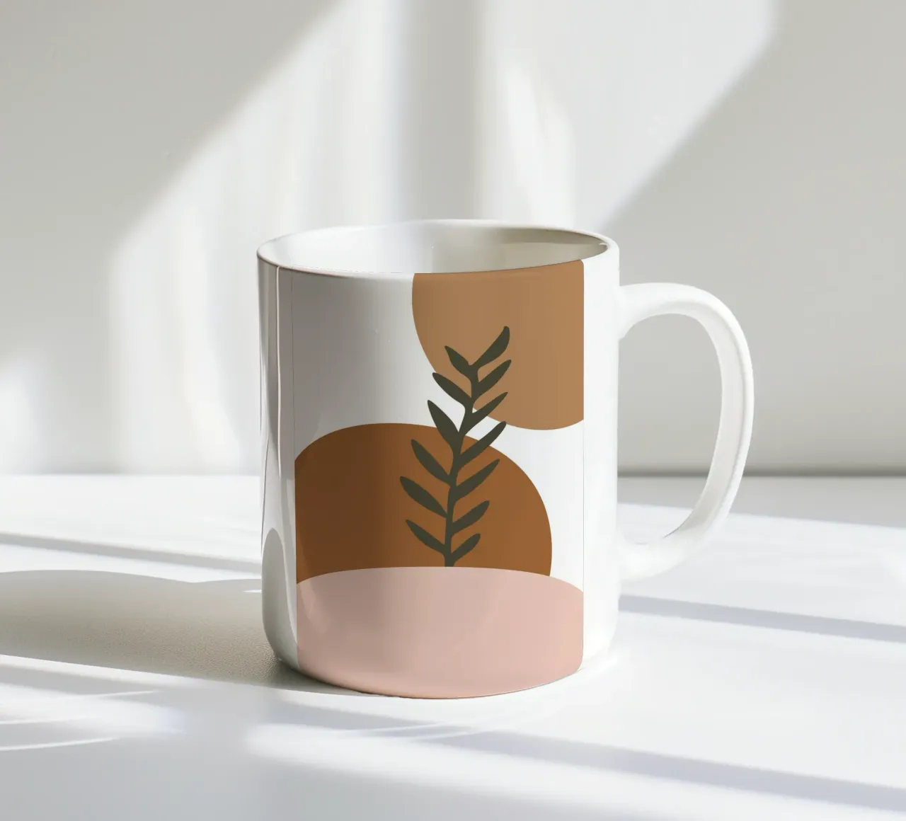 minimalist leaf and half circles tazza in ceramica da vintageshop