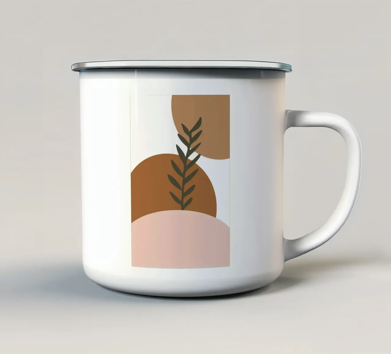 minimalist leaf and half circles tazza in smalto da vintageshop