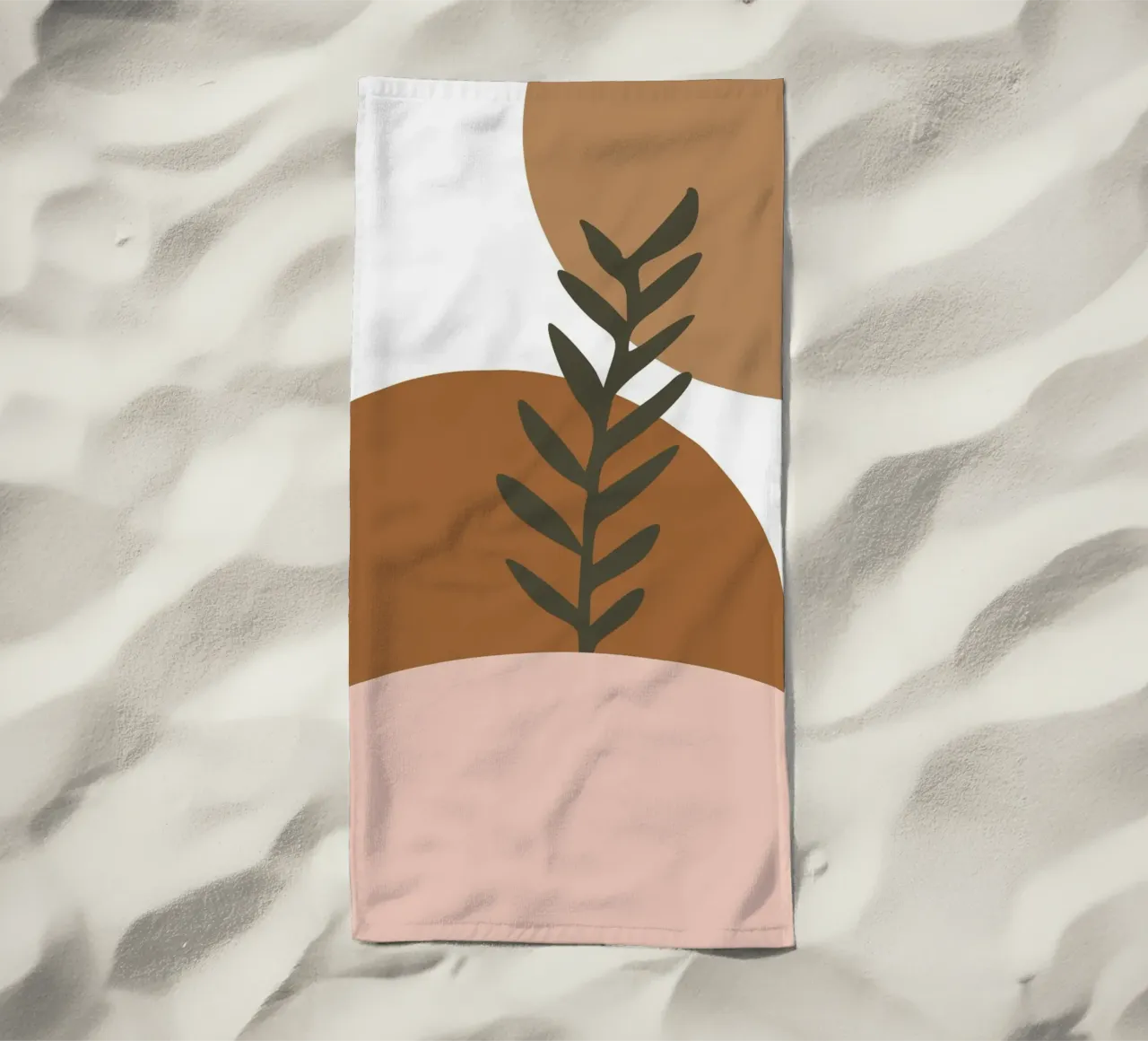 minimalist leaf and half circles telo mare da vintageshop