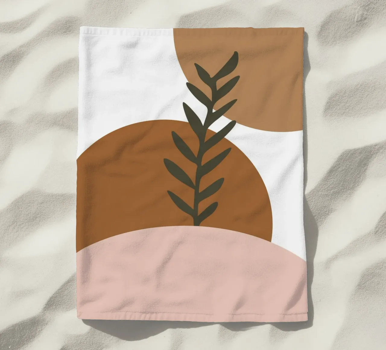 minimalist leaf and half circles telo mare da vintageshop