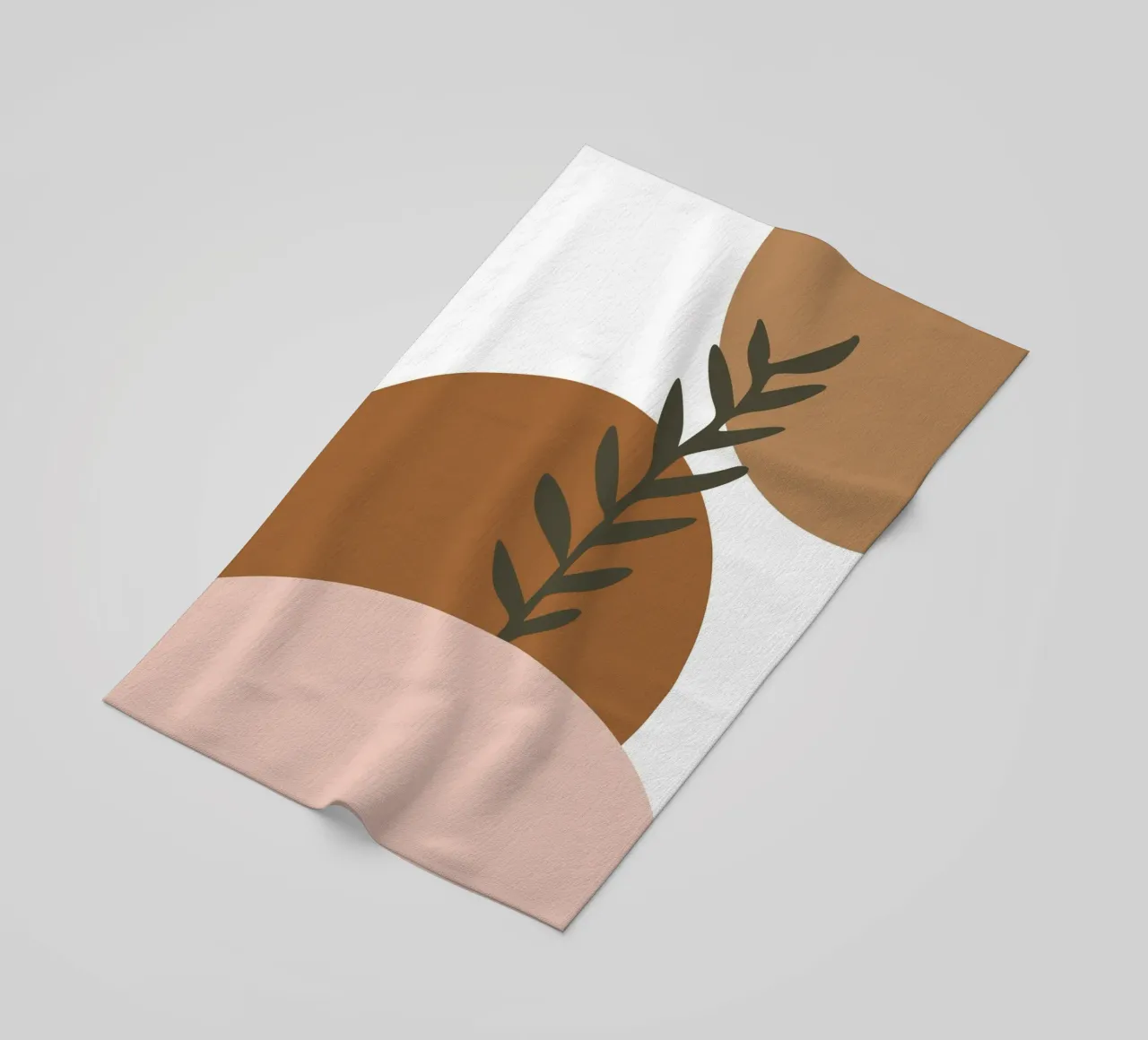 minimalist leaf and half circles telo mare da vintageshop